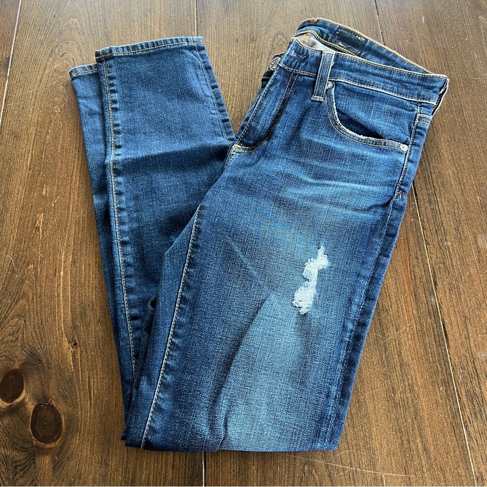 Adriano Goldschmied “The Stevie Ankle” Classic Blue Distressed Women Jeans